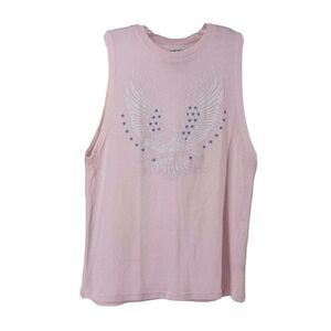 Pink Knit Tank Top American Dreamer USA Eagle Joe Boxer Womens Size M Crew Neck